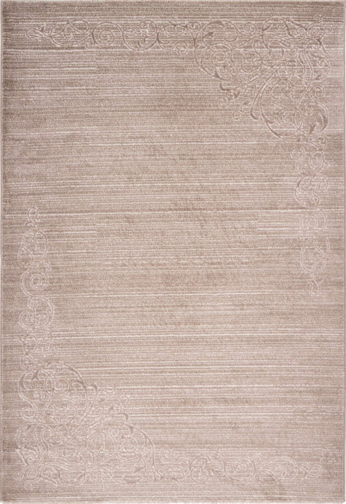 Aura 785 Beige Floral Border Rug, full view