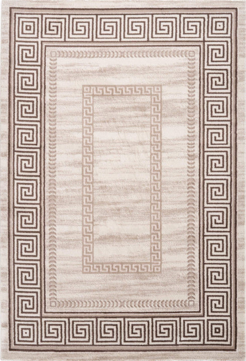 Aura 786 Beige Modern Rug with Rectangular Design Border, full view