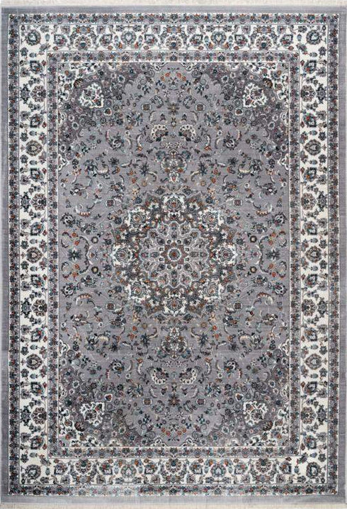 Classic 700 Silver Traditional Design Rug with Centre Medallion, full view
