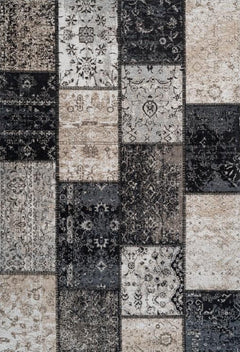 Cocoon 990 Silver and Black Modern Checkered Rug