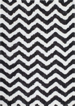 Grace 801 ivory-graphite Shaggy Zig Zag Rug