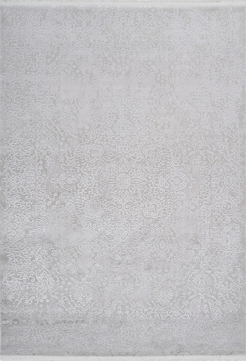 Noblesse 902 Luxury Silver Rug with Centre Medallion, full view