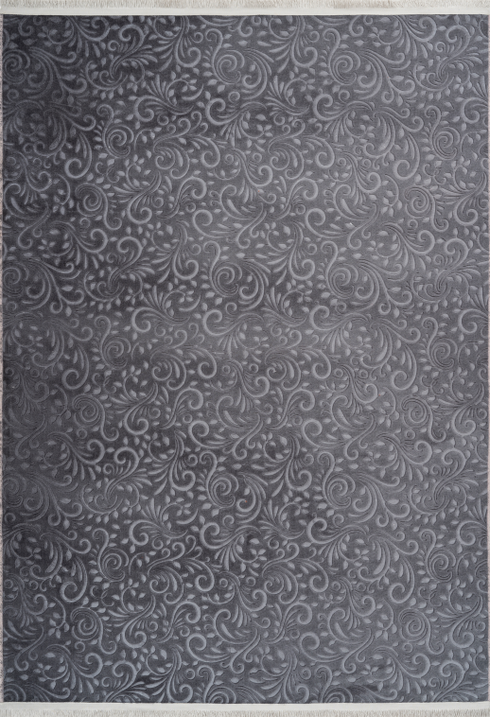 Peri 100 Graphite Floral Machine Washable Rug, full view