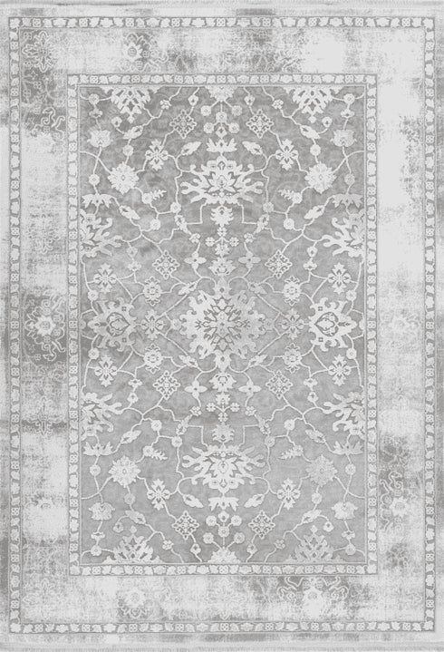 Pierre Cardin Opera 500 Silver High Quality Rug with Floral Design, full view