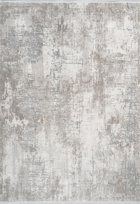 Pierre Cardin Opera 501 Silver High Quality Off White Rug with Abstract Design, full view