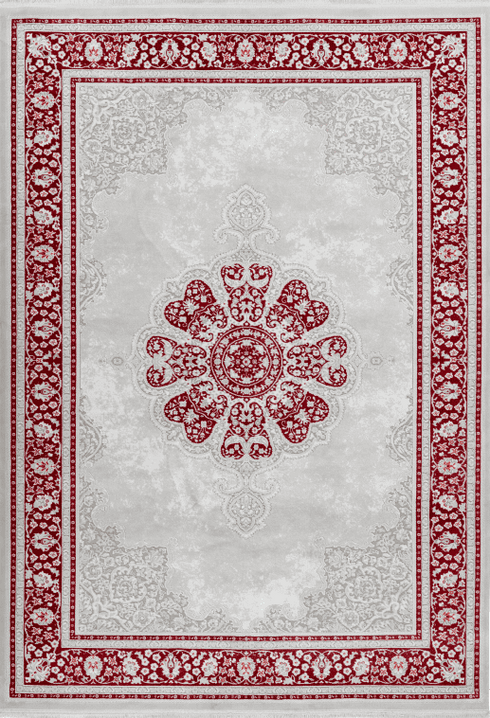 Pierre Cardin Villette 702 Luxury Red Rug with Floral Centre Medallion, full view