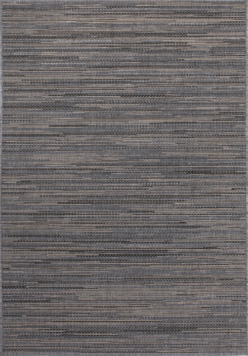 Sunset 600 Outdoor and Kitchen Grey Rug with Jagged Lines, full view