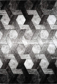 Swing 101 Modern Silver Rug with Geometric 3D Design