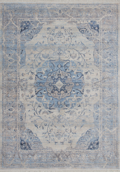 Vintage 701 Faded Blue Rug with Centre Medallion