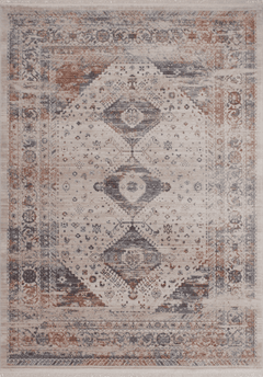Vintage 703 Faded Multi-Colour Rug with Medallions