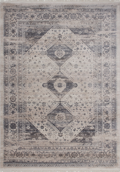 Vintage 703 Faded Silver Rug with Medallions