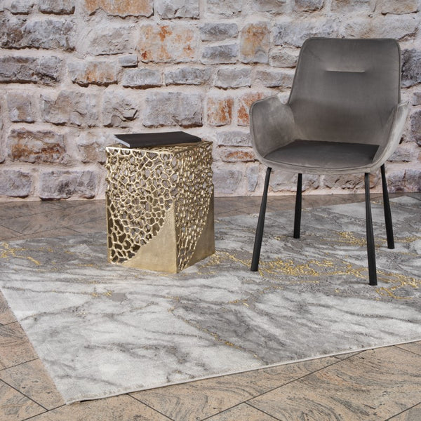 Marmaris 400 Grey and Gold Rug with Marble Design, second photo