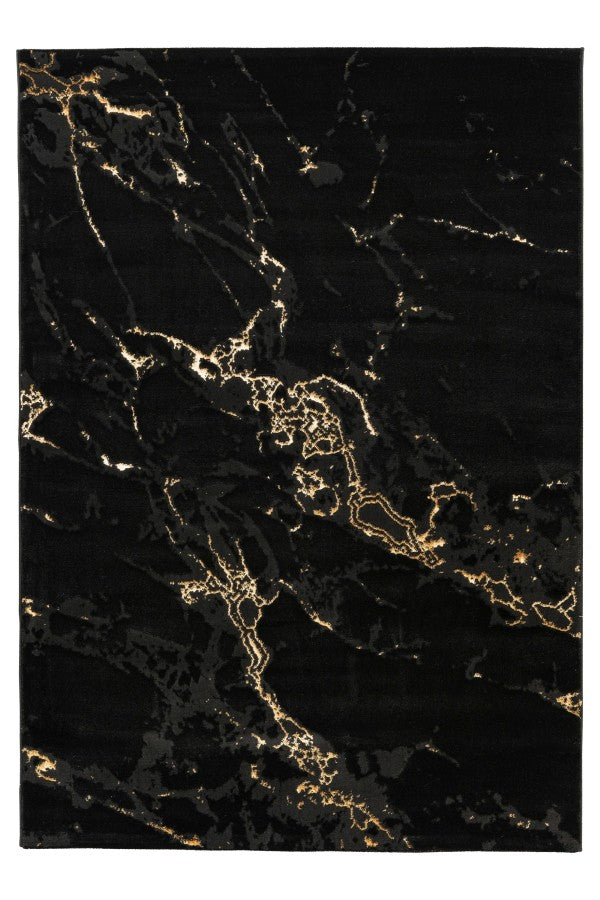 Marmaris 400 Nero Black and Gold Modern Rug – Adore Rugs & Flooring