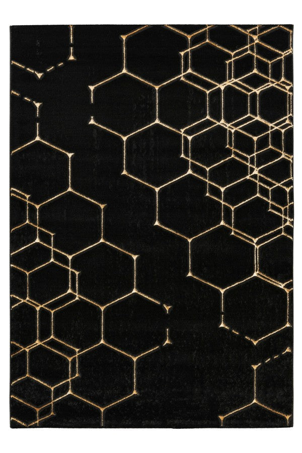 Marmaris 405 Black Rug with Gold Geometric Pattern | Adore – Adore Rugs ...