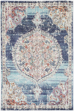 Sydney 6 Medallion Transitional Navy Multi Rug