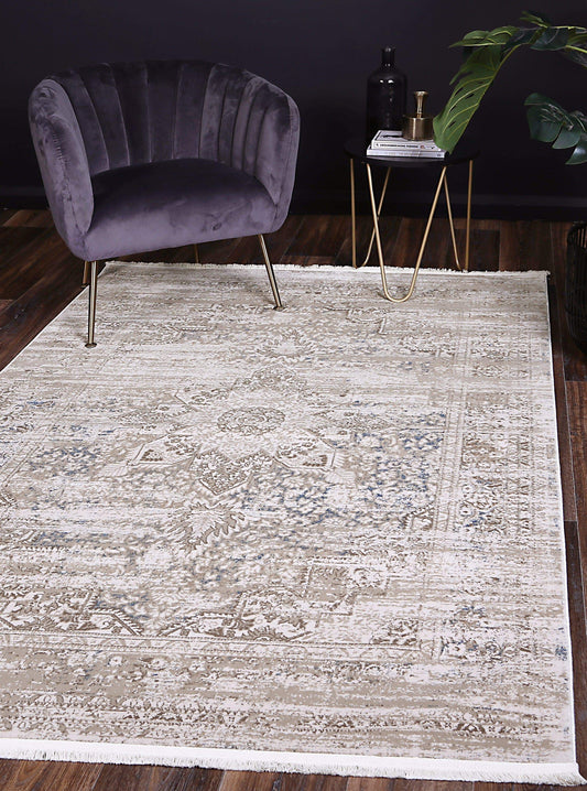 London  Medalion Beige Blue Rug - ADORE RUGS and FLOORING