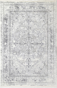 London Vintage Medallion Grey Rug