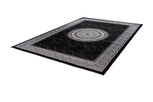 Aura 776 Modern Black Rug with Border and Medallion, second photo