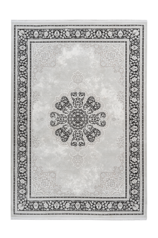 Pierre Cardin - Villette 702 Luxury Silver Rug with Floral Centre Medallion - ADORE RUGS and FLOORING