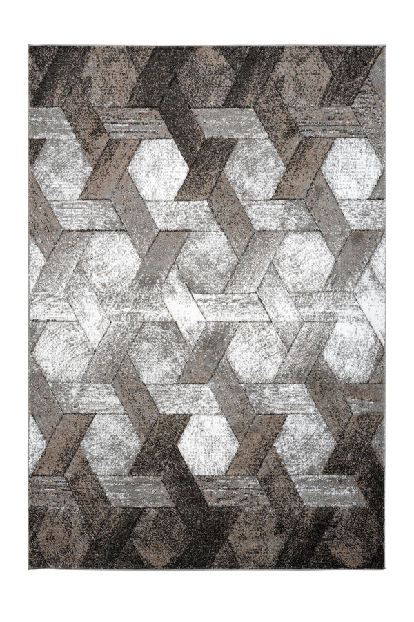 Swing 101 Modern Platin-Beige Rug with Geometric 3D Design