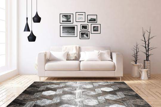 Swing 101 Modern Platin-Beige Rug with Geometric 3D Design, second photo